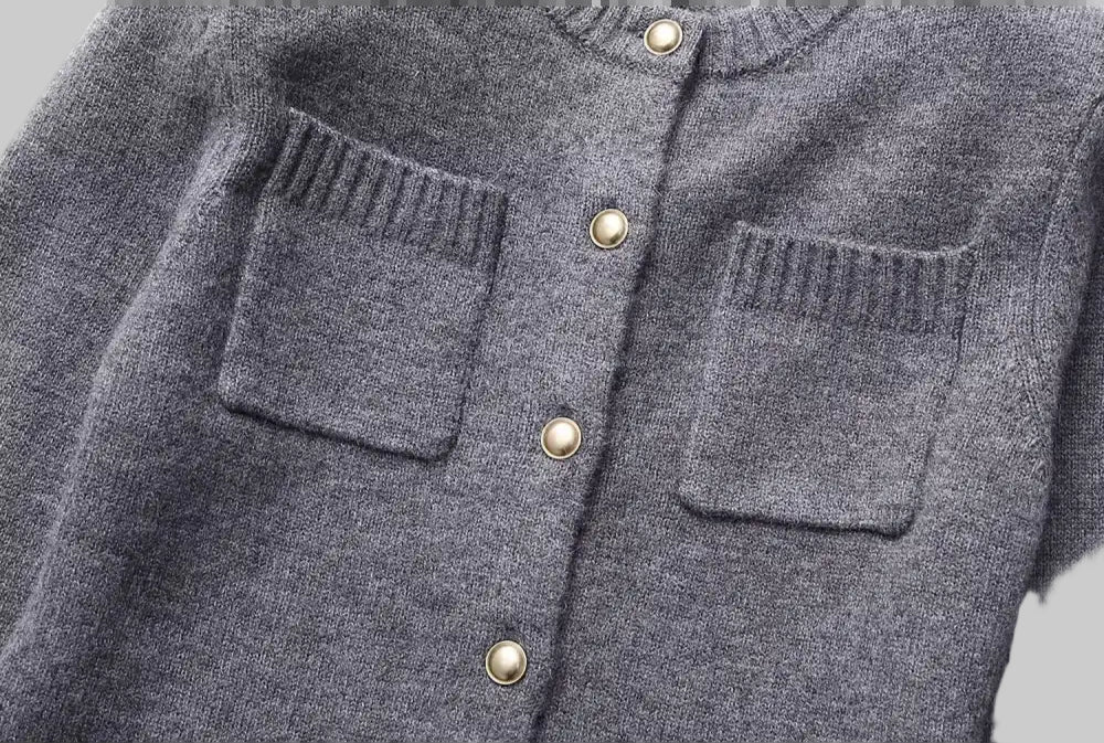 Multi Pocket Long Sleeved Knitted Dress - Dresses