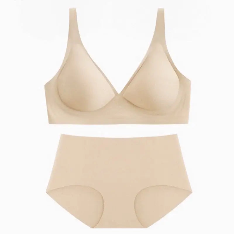 Nude Feel Seamless Thin Soft Support Comfortable Bra Set - S / Light Skin - Panty Sets