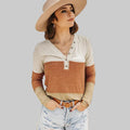 Orange Striped Color Block Long Sleeved Top - S / Shirts & Blouses