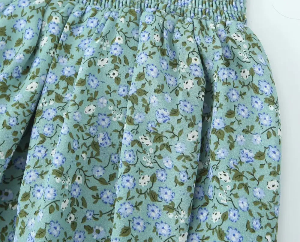 Pastoral Fresh Slim Fit Tied Printed Slip Dress - Dresses