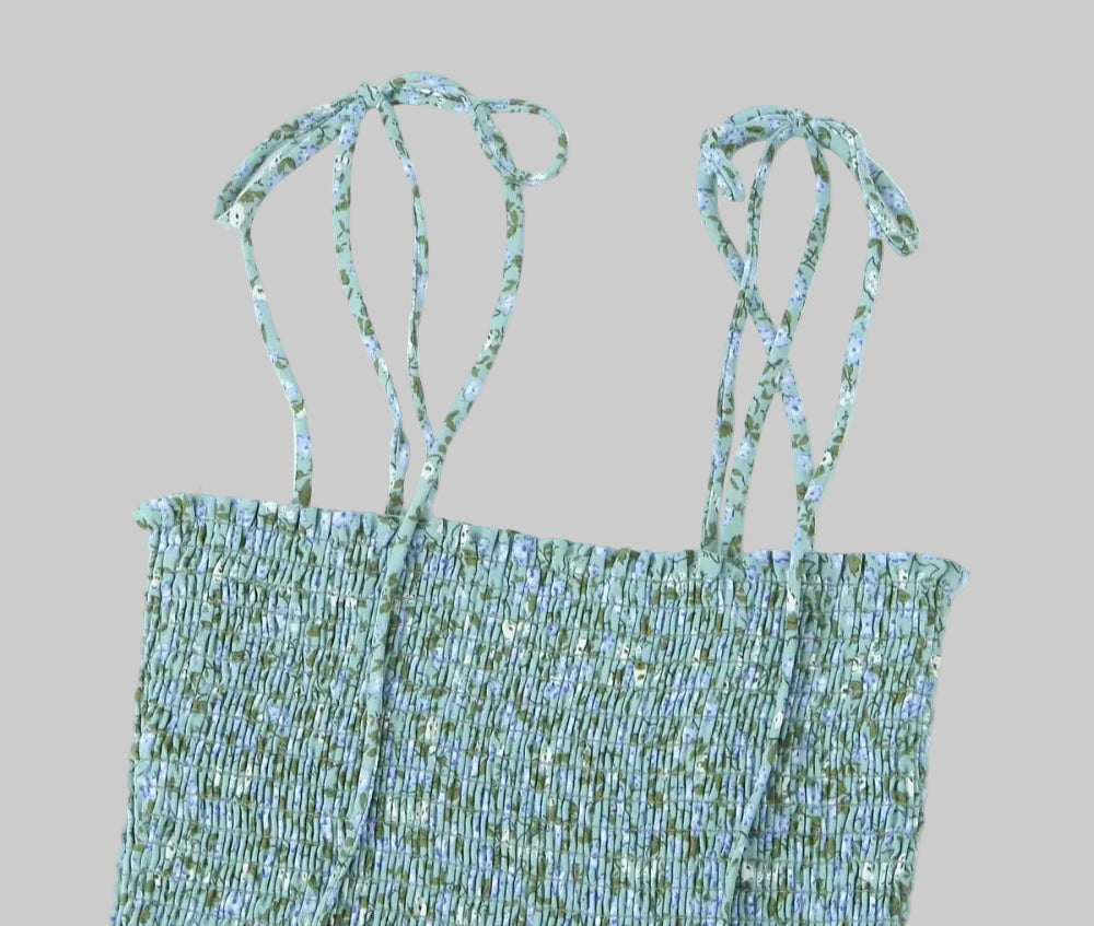 Pastoral Fresh Slim Fit Tied Printed Slip Dress - Dresses