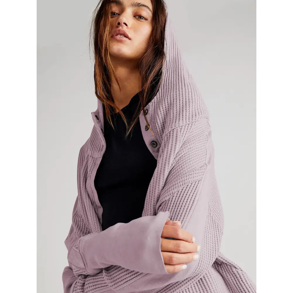 Patchwork Hooded Long Sleeve Loose Lazy Zipper Sweatshirt - S / Pink Purple - Sweatshirts & Hoodies