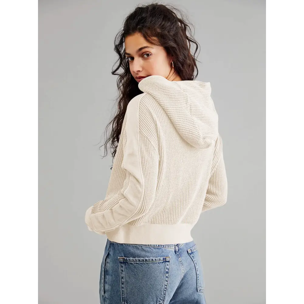 Patchwork Hooded Long Sleeve Loose Lazy Zipper Sweatshirt - Sweatshirts & Hoodies