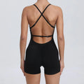 Peach Hip Raise Yoga Running Tight Sports Quick Drying Workout Romper - S / Black - Activewear
