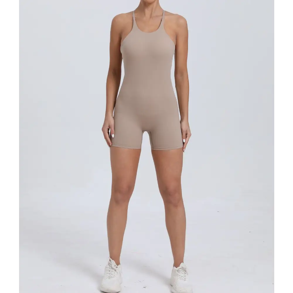 Peach Hip Raise Yoga Running Tight Sports Quick Drying Workout Romper - Activewear