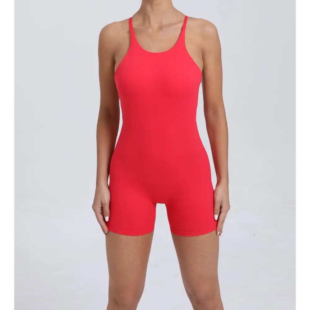 Peach Hip Raise Yoga Running Tight Sports Quick Drying Workout Romper - Activewear