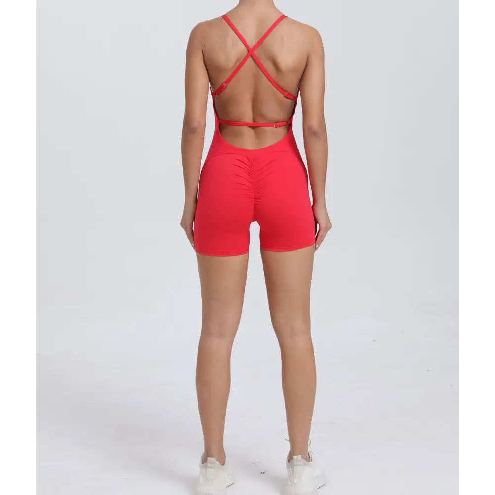Peach Hip Raise Yoga Running Tight Sports Quick Drying Workout Romper - Activewear