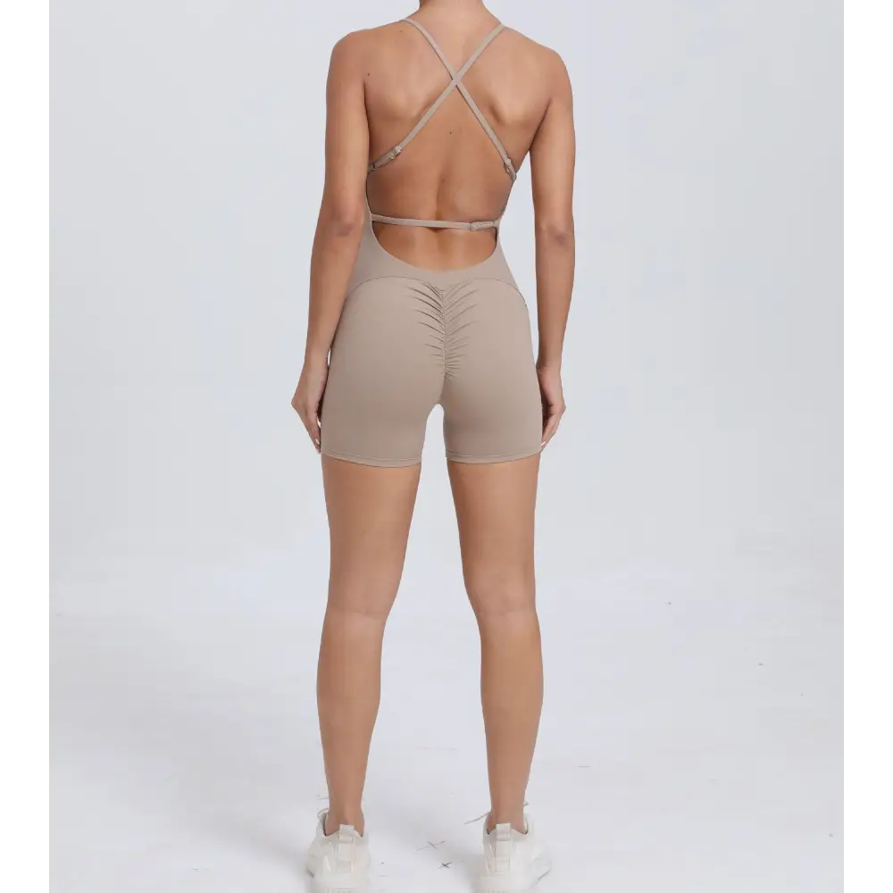 Peach Hip Raise Yoga Running Tight Sports Quick Drying Workout Romper - Activewear