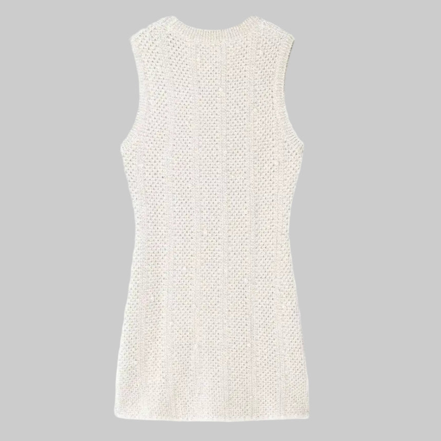 Pearl Metal Wire Knitted Dress - Dresses