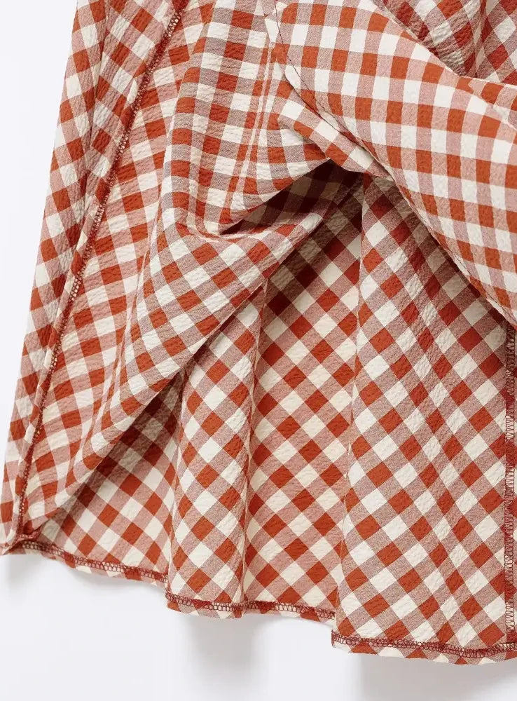 Plaid Crop Top Skirt - Outfit Sets