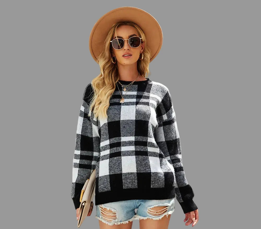 Plaid Sweater - S / Black - Sweaters & Cardigans