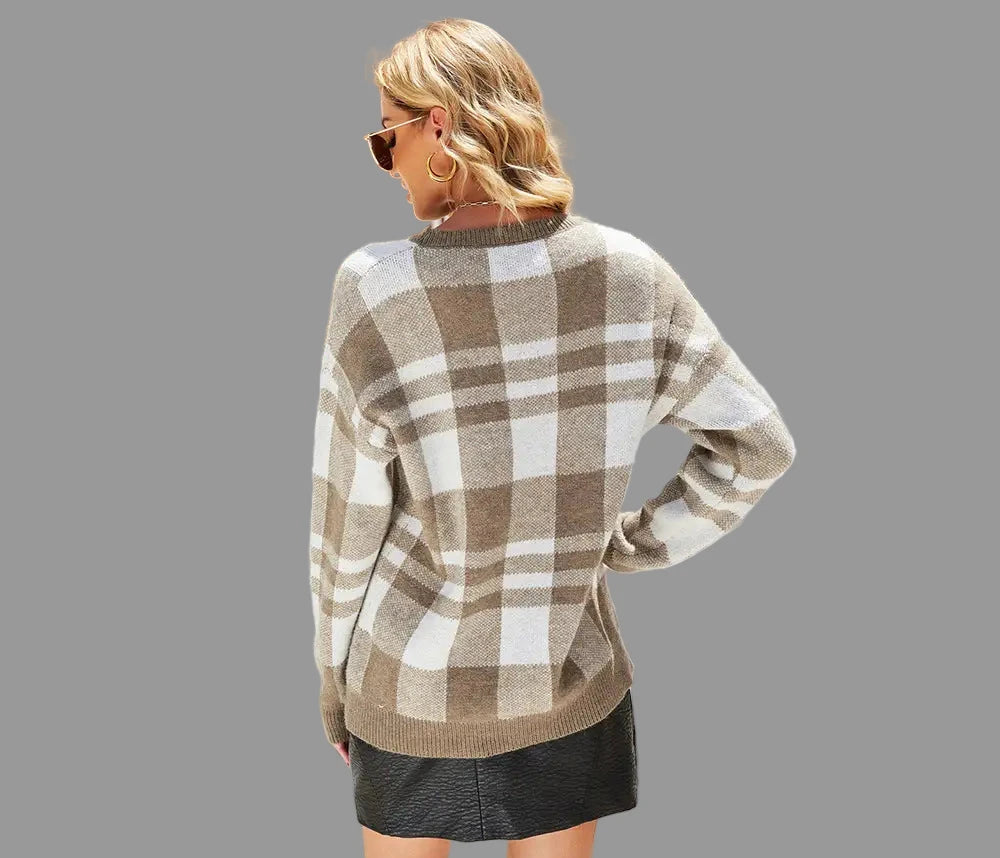 Plaid Sweater - Sweaters & Cardigans