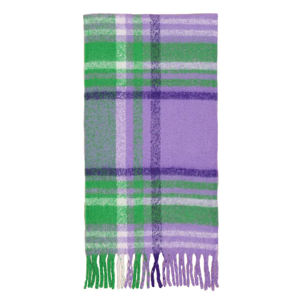 Plaid Tassel Scarf - Scarves