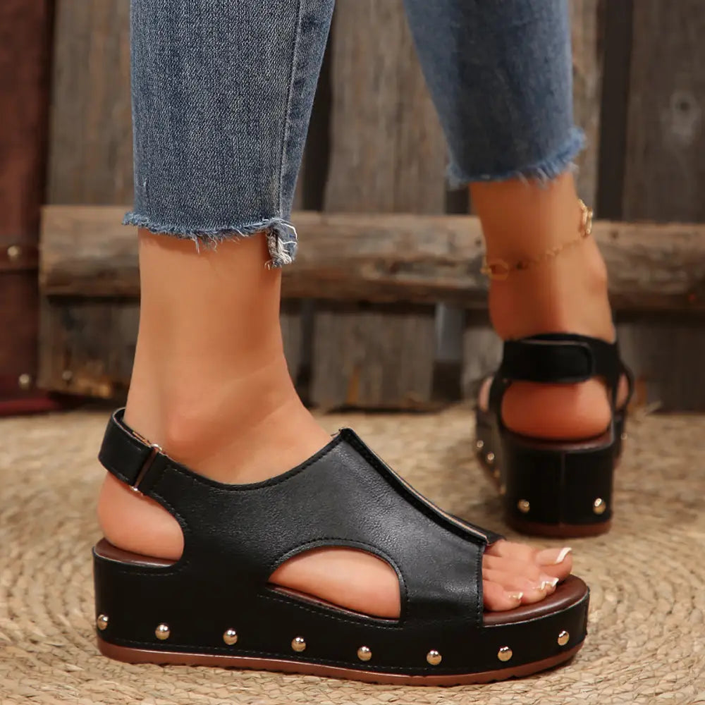 Platform Peep Toe Wedge - Shoes