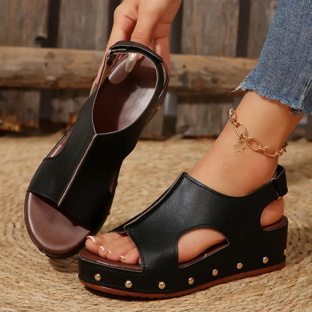Platform Peep Toe Wedge - Shoes