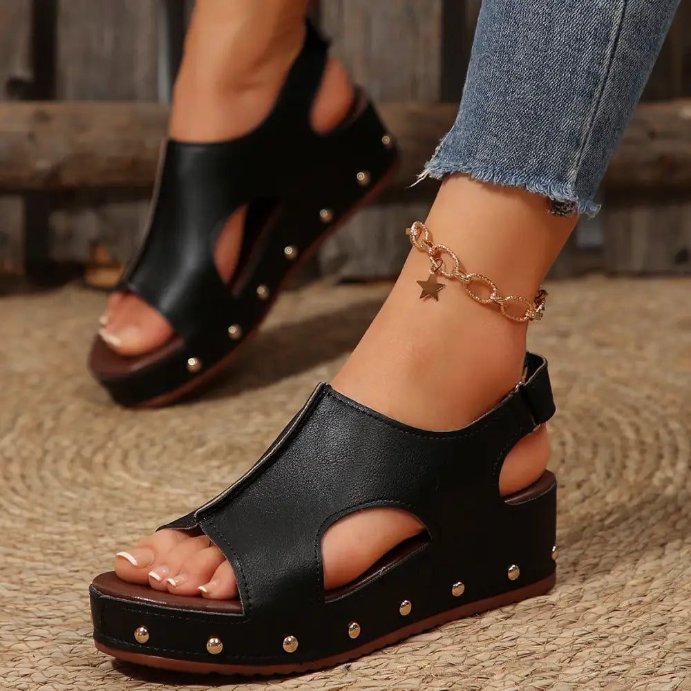 Platform Peep Toe Wedge - Shoes