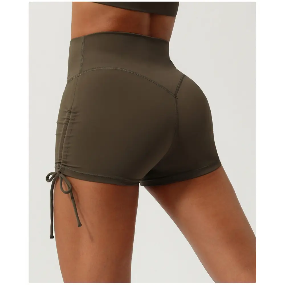 Pleated Drawstring Yoga Shorts - Activewear