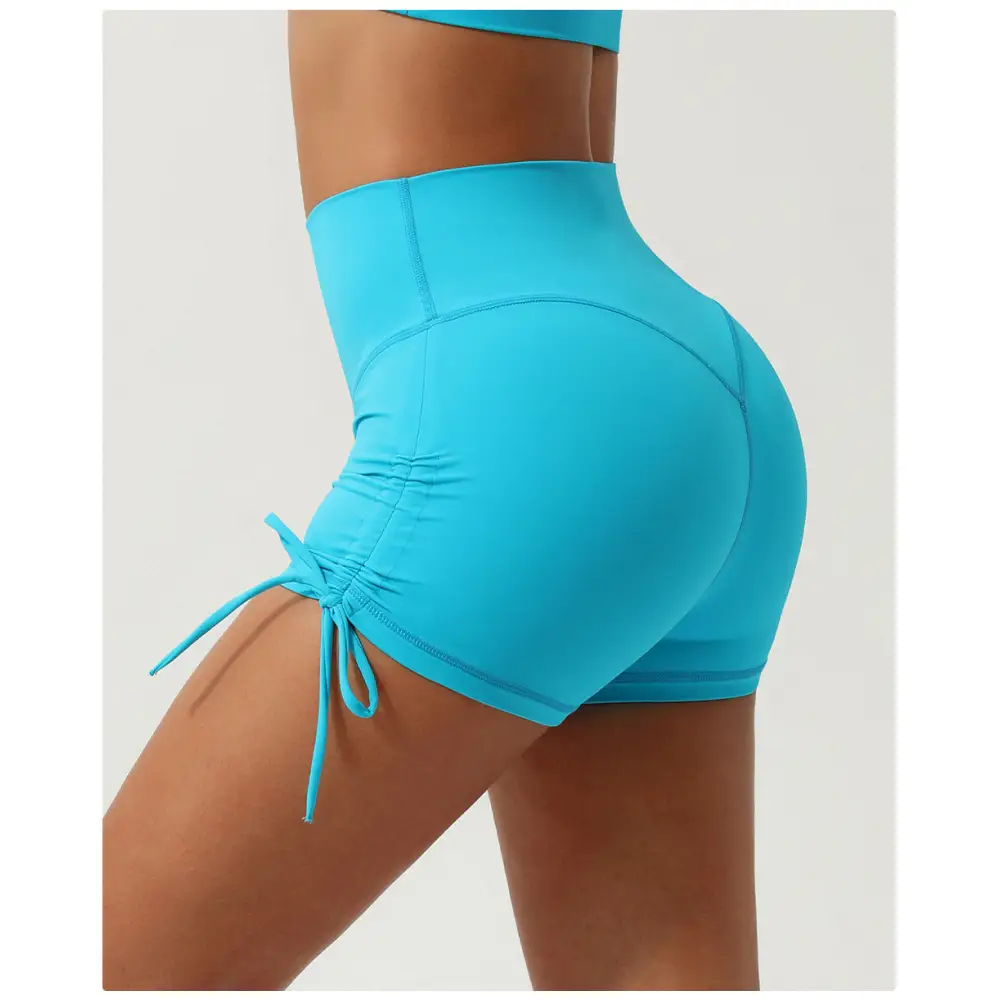 Pleated Drawstring Yoga Shorts - Activewear