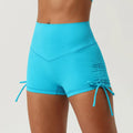 Pleated Drawstring Yoga Shorts - S / Blue - Activewear