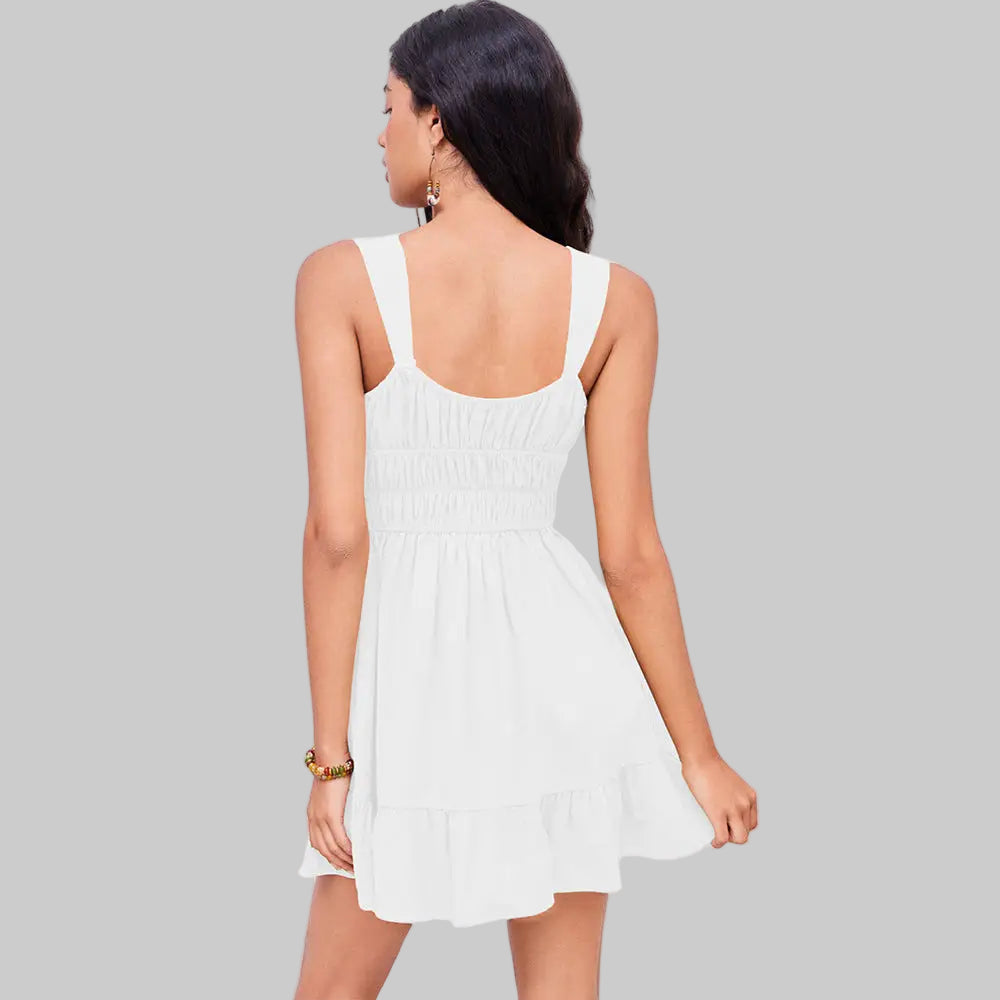 Pleated Waist Slim A-Line Dress - Dresses