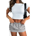Pleating Fastener Sports Pocket Skirt - XS / Gray - Skirts