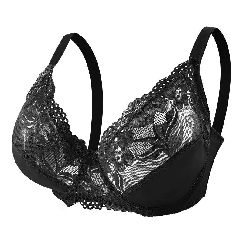 Plump Thin Lace Bra - 85EF / Black - Bras