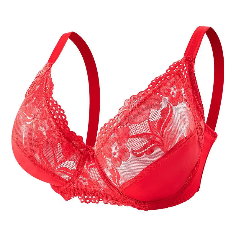 Plump Thin Lace Bra - 85EF / Rust Red - Bras