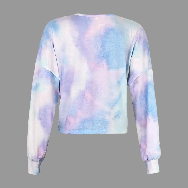 Popular Tie Dye Printed Long Sleeve Lace-up Hoodie - Sweatshirts & Hoodies