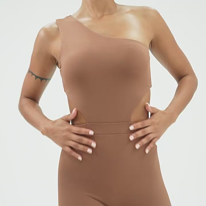 Slant Shoulder Sexy Yoga Body Shaping Slim Sports Workout Romper