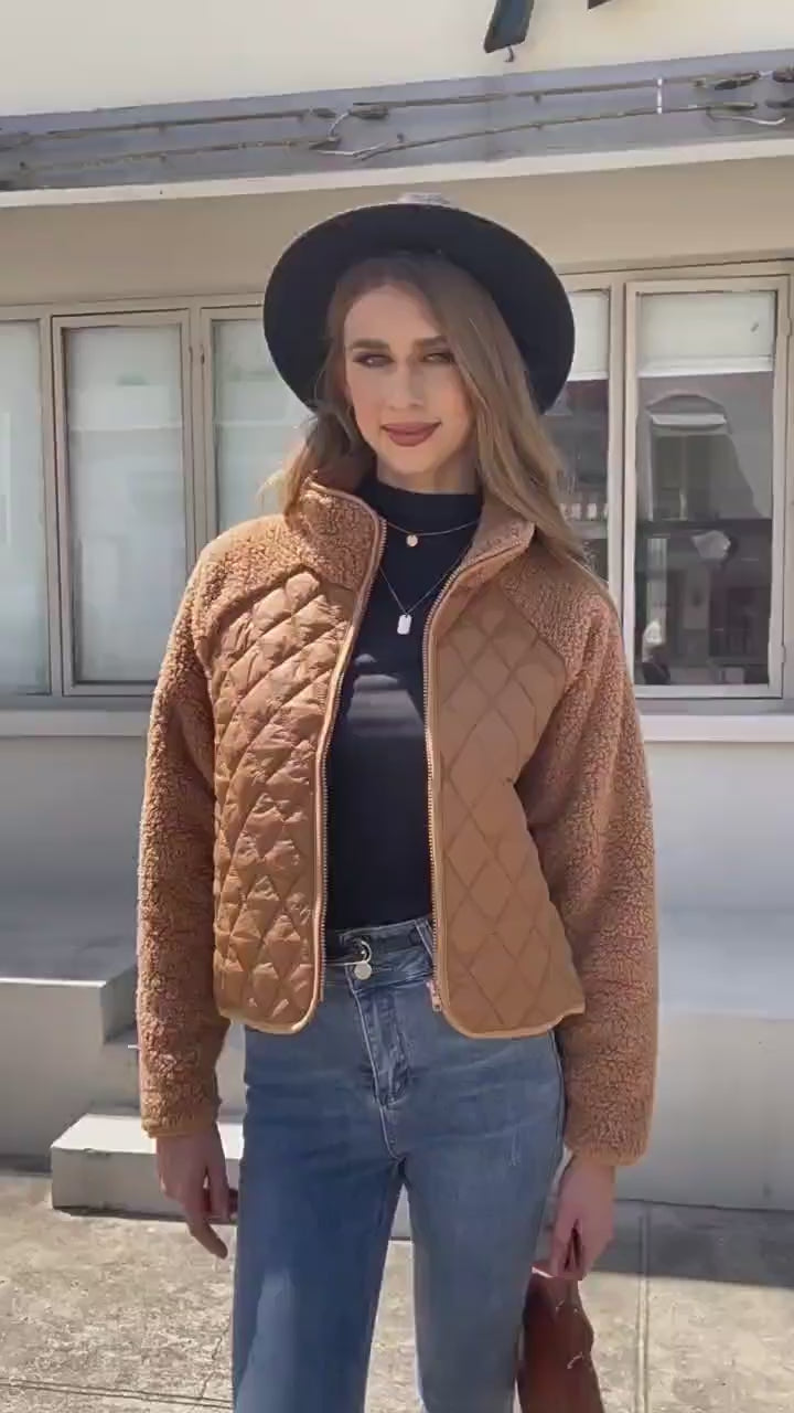 Quilted Sherpa Jacket Coat