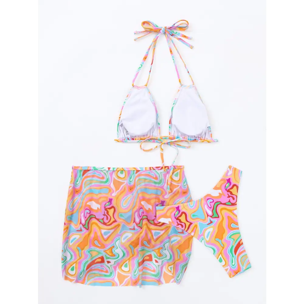 Printed Sexy Three Piece Bikini - Cover-ups & Kimonos