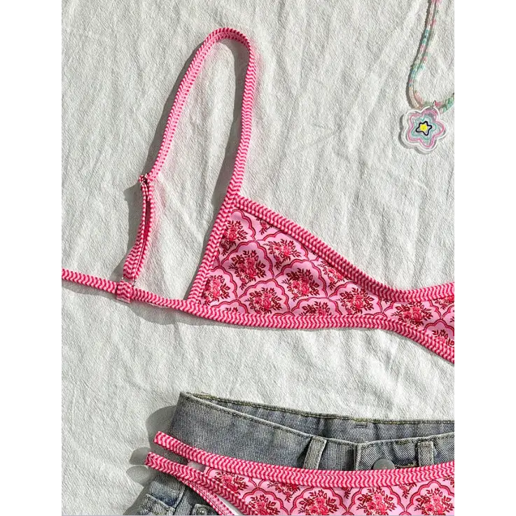Printed Split Beach Bikini - Bikinis