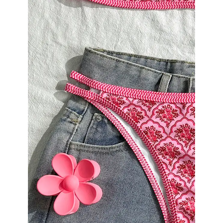 Printed Split Beach Bikini - Bikinis