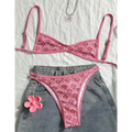 Printed Split Beach Bikini - S / Pink Floral - Bikinis