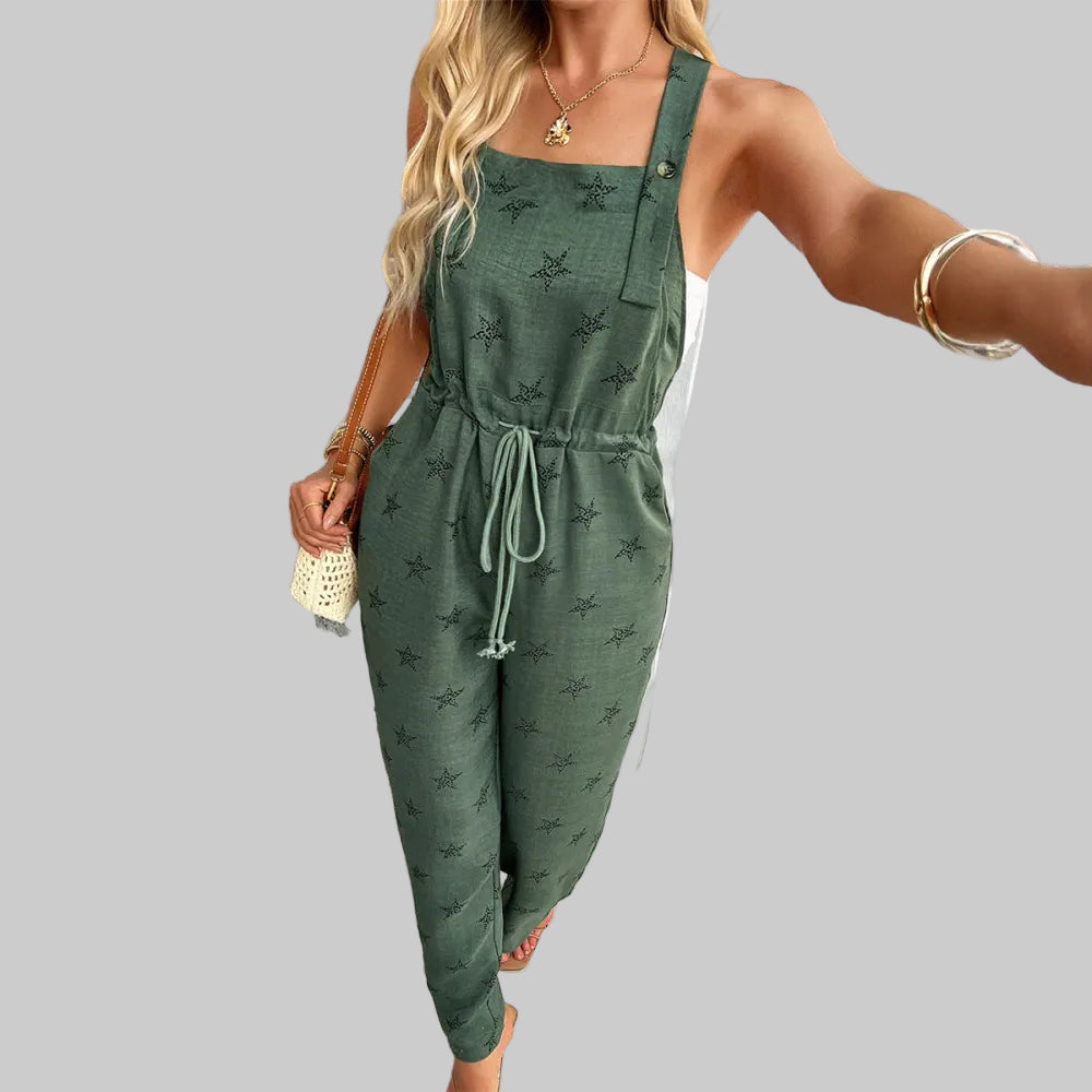 Printing Contrast Color Overalls - S / Army Green - Jumpsuits
