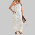 Printing Contrast Color Overalls - S / White - Jumpsuits