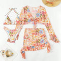 Printing Stylish Beach Three-Piece Bikini - XS / Printed Color - Cover-ups & Kimonos