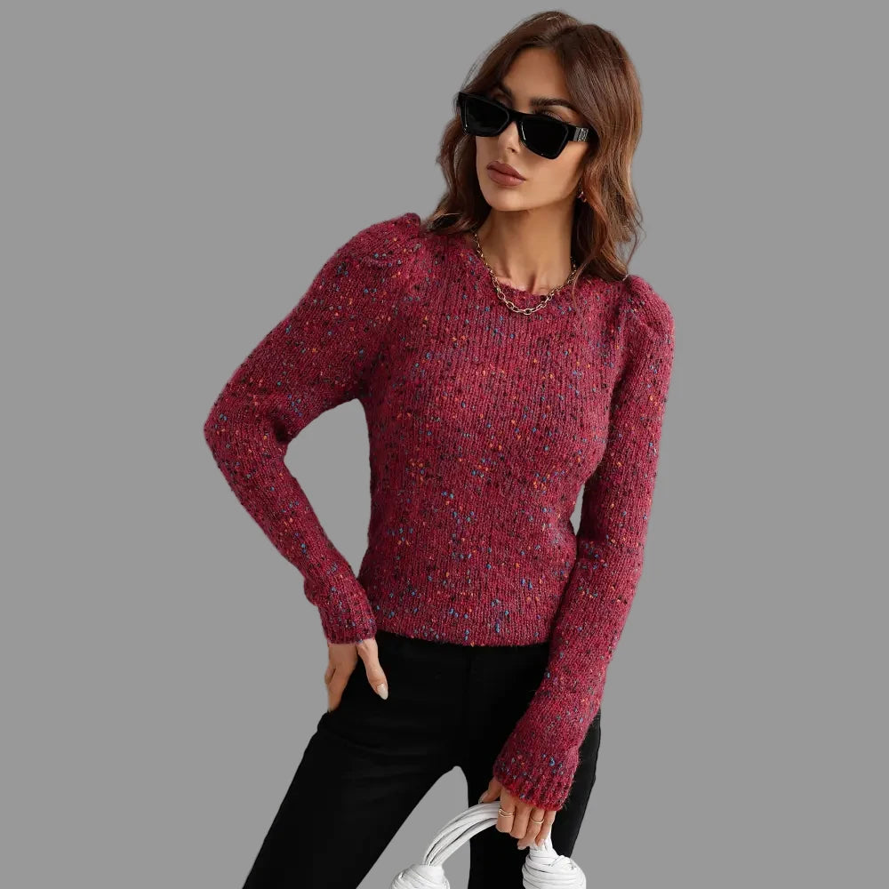 Pullover Yarn Knitted Sweater - S / Jujube Red - Sweaters & Cardigans