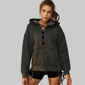 Pure Cotton Fleece Fitness Drawstring Hoodie - S / Graphite Gray - Sweatshirts & Hoodies