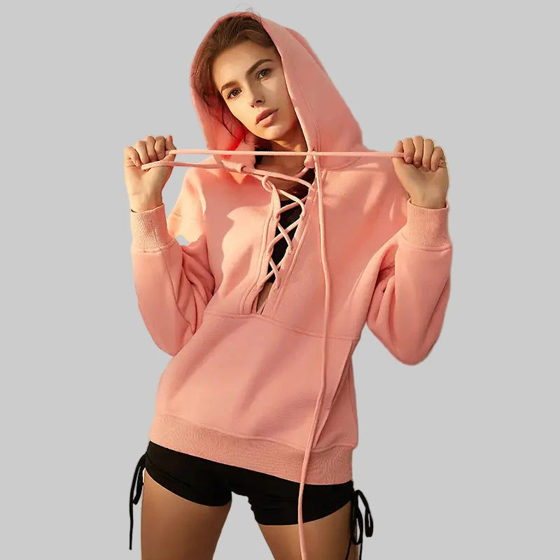 Pure Cotton Fleece Fitness Drawstring Hoodie - Sweatshirts & Hoodies