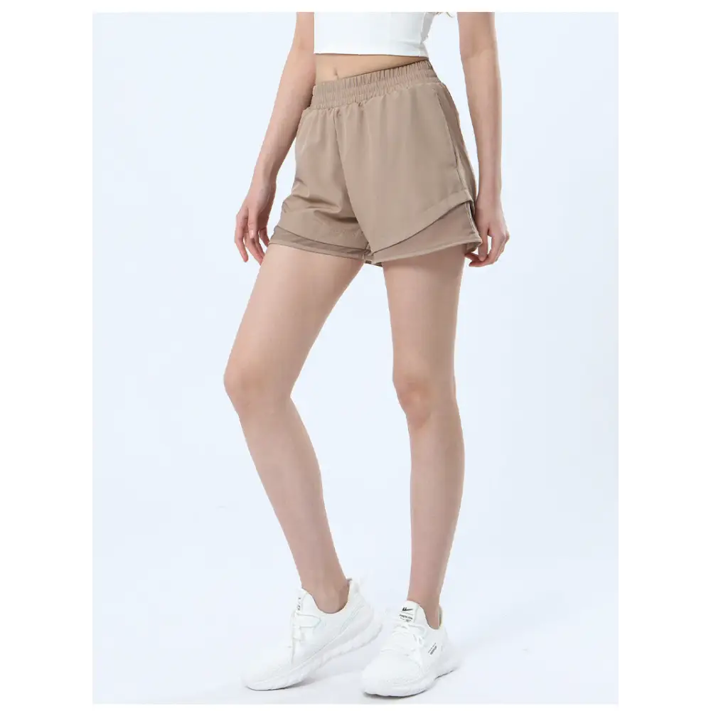 Quick Drying Mesh Yoga Sports Shorts - S / Khaki - Activewear