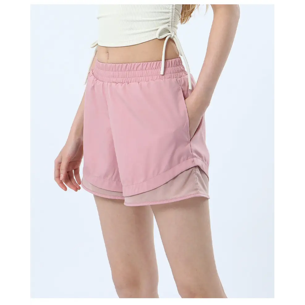 Quick Drying Mesh Yoga Sports Shorts - S / Smoky Rain Powder - Activewear