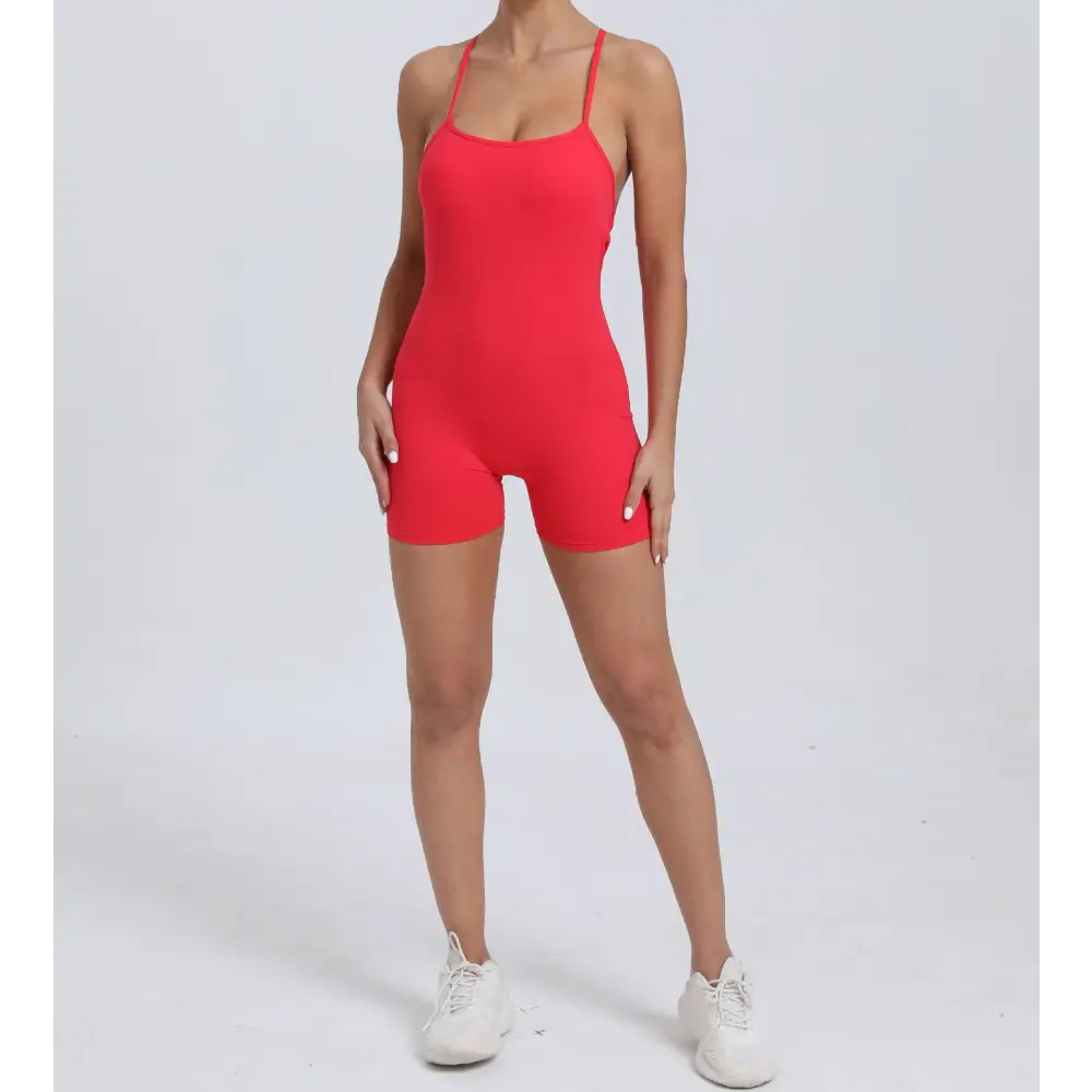 Quick Drying Nude Feel Sports One Piece Running Fitness Tight Yoga Romper - Activewear