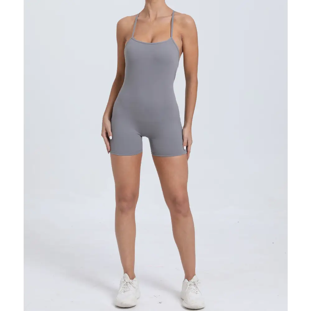 Quick Drying Nude Feel Sports One Piece Running Fitness Tight Yoga Romper - Activewear