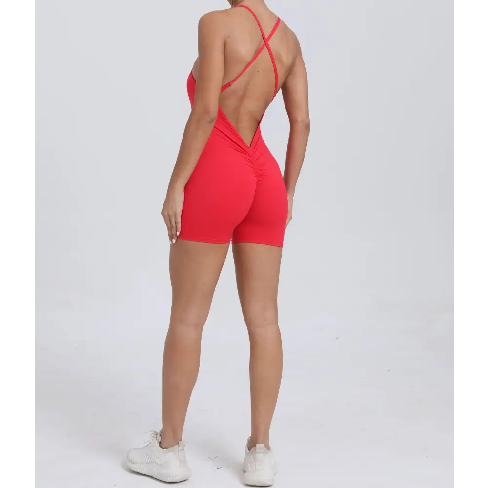 Quick Drying Nude Feel Sports One Piece Running Fitness Tight Yoga Romper - Activewear