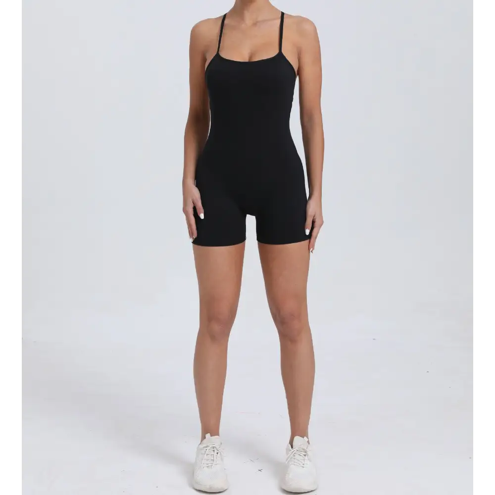 Quick Drying Nude Feel Sports One Piece Running Fitness Tight Yoga Romper - Activewear