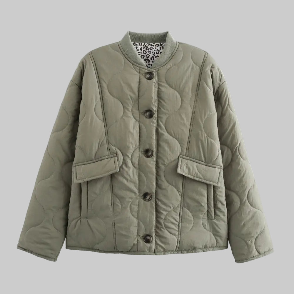 Quilted Button Cotton Niche Jacket Coat - S / Green - Outerwear