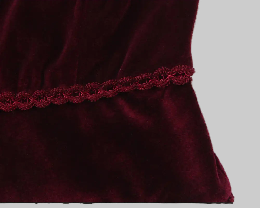 Retro V-neck Lace Slim Fit Velvet Top - Tank Tops & Camis