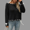 Rope Solid Color Loose Knitwear Sweater - S / Black - Sweaters & Cardigans