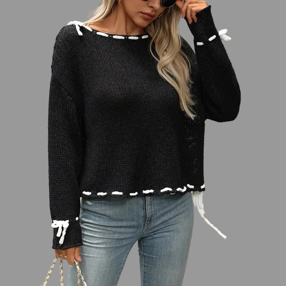 Rope Solid Color Loose Knitwear Sweater - S / Black - Sweaters & Cardigans